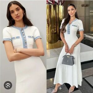 Sandro White and Blue Maxi Dress